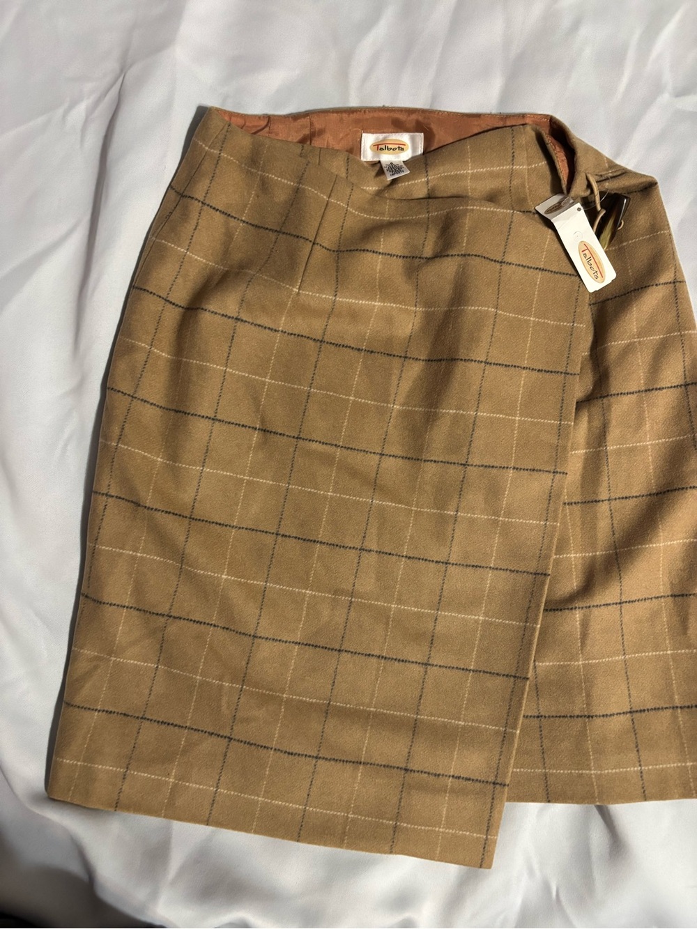 Talbots Camel Plaid Pencil Skirt